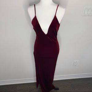 Red velvet maxi dress